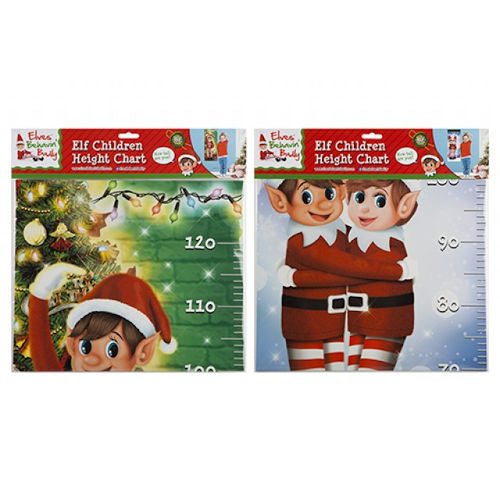 Naughty Elves Christmas Hanging Height Wall Chart - Assorted Design Festive Decoration