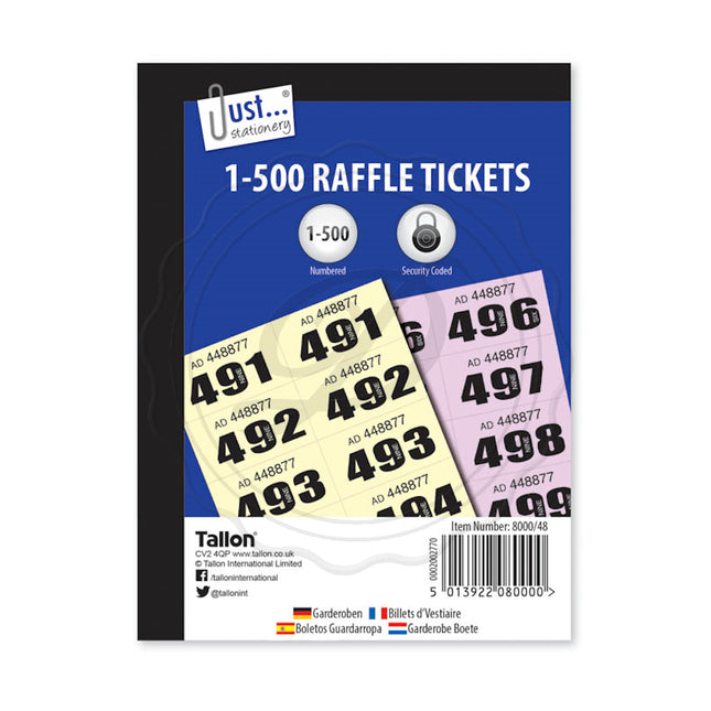 Cloakroom Raffle Tickets - 1-500