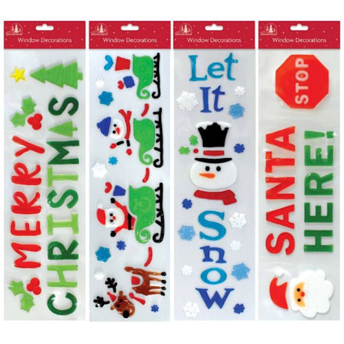 Christmas Window Gel Stickers - Assorted