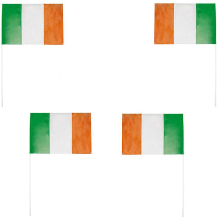 Ireland Plastic Flags With Sticks - 12" x 8" 4 Pack