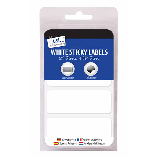 White Sticky Labels - 128 Pack