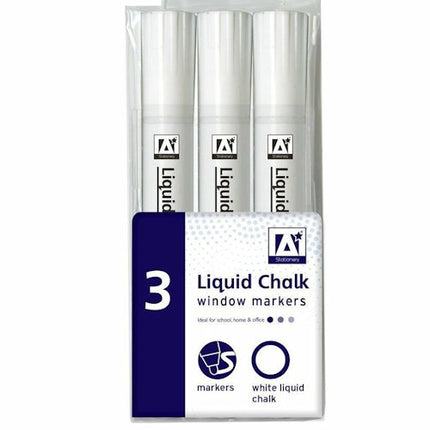 Liquid Chalk White Window Markers - 3 Pack