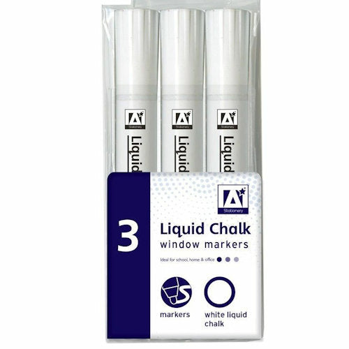 Liquid Chalk White Window Markers - 3 Pack