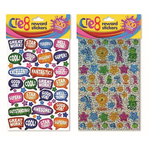 Reward Stickers - Assorted Colourful Designs Motivational Messages Encouraging Positive Reinforcement