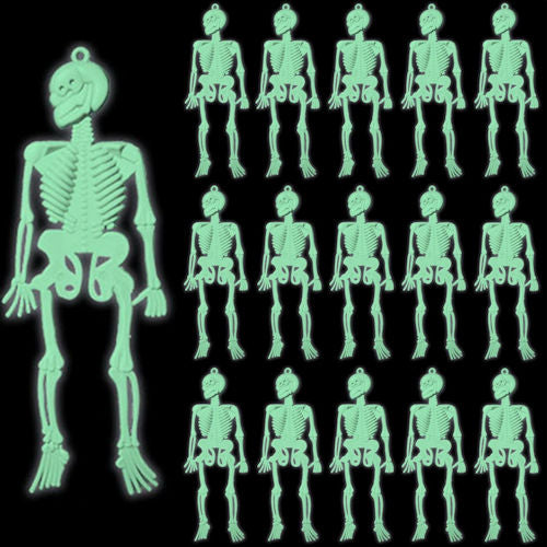 Glow in the Dark Skeletons - 16 Pack Spooky Halloween Decorations Haunted House Props Easy to Hang