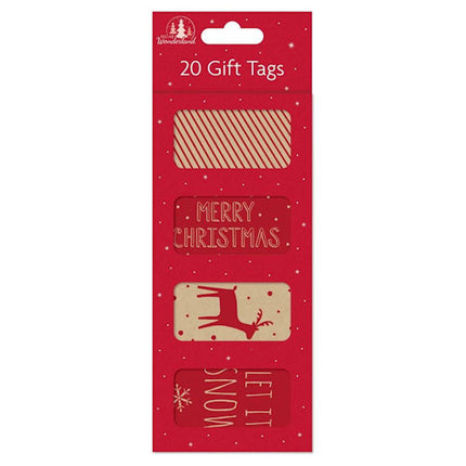 Christmas Kraft Oval Gift Tags - 20 Pack