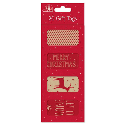 Christmas Gift Tags Kraft Oval - 20 Pack