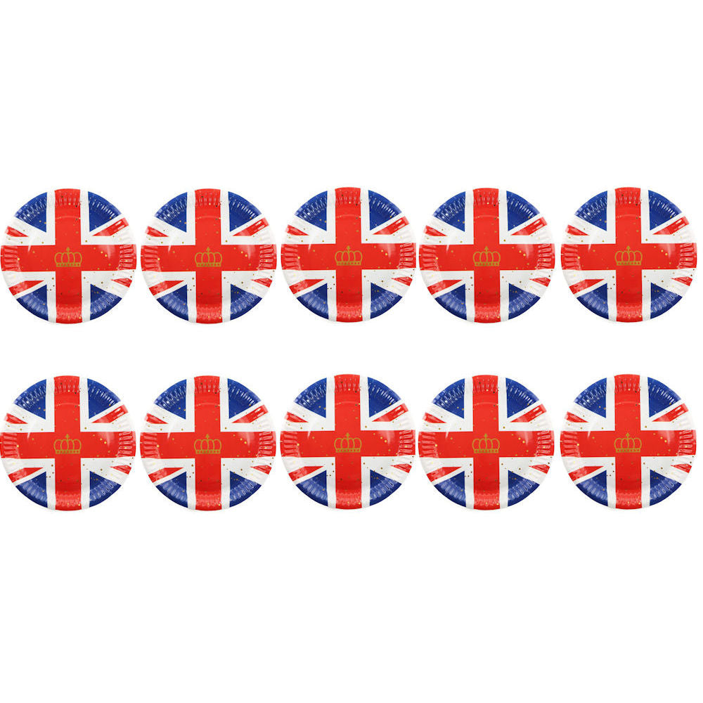 Union Jack 9'' Paper Plates 10 Pack