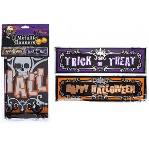 Foil Halloween Banners - Assorted Spooky Party Decorations Creepy Hanging Ornaments Assorted Designs