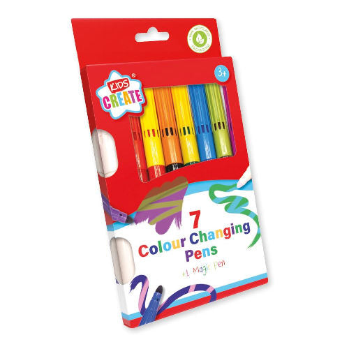 Colour Changing Pens - 7 Pack Plus Magic Pen Vibrant Shades Transforming Ink Creative Drawing Writing Stationery Set