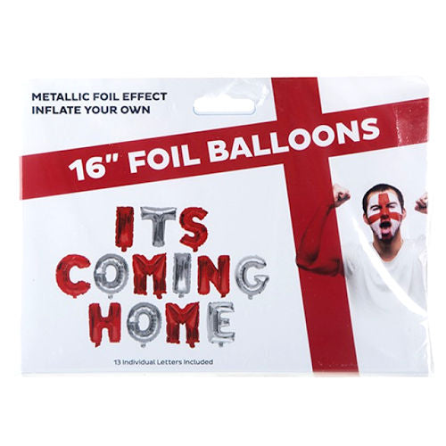 Foil It's Coming Home Balloon 16" - Football Party Decoration Red Silver