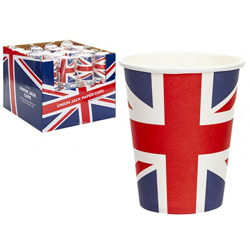 Cups Union Jack Design 9oz - 12 Pack British Flag Party Tableware