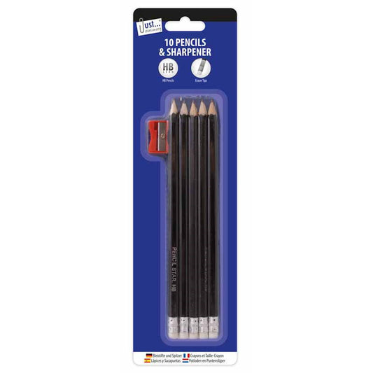 HB Pencils With Sharpener - 10 Pack
