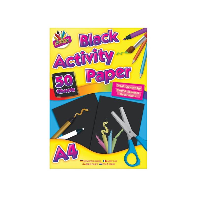 A4 Black Activity Paper - 50 Sheets Crafting Art Supplies School Stationery