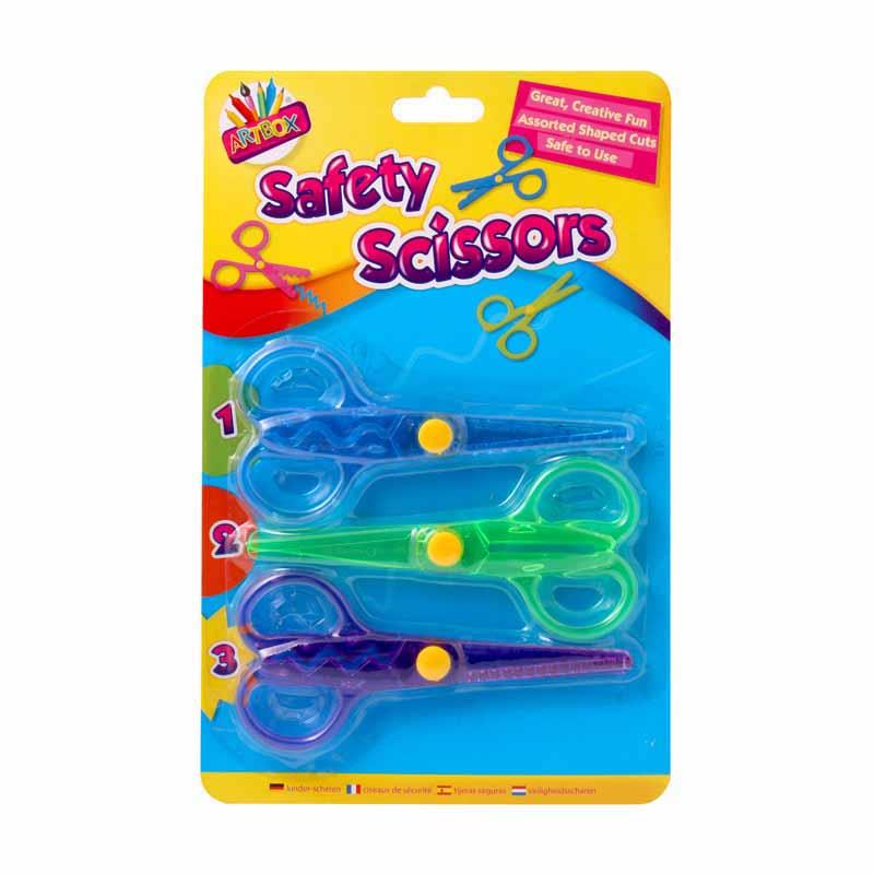Novelty Cut Safety Scissors - 3 Pack Assorted Shapes Kids Craft Supplies Child Friendly