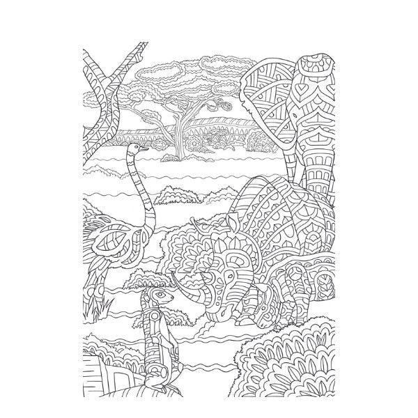 A4 Life On The Savannah Advanced Colouring Book - Wildlife High Quality Relaxing