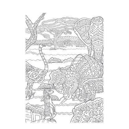 A4 Life On The Savannah Advanced Colouring Book - Wildlife High Quality Relaxing