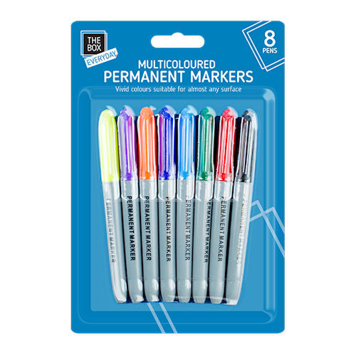 Multicoloured Permanent Markers - 8 Pack