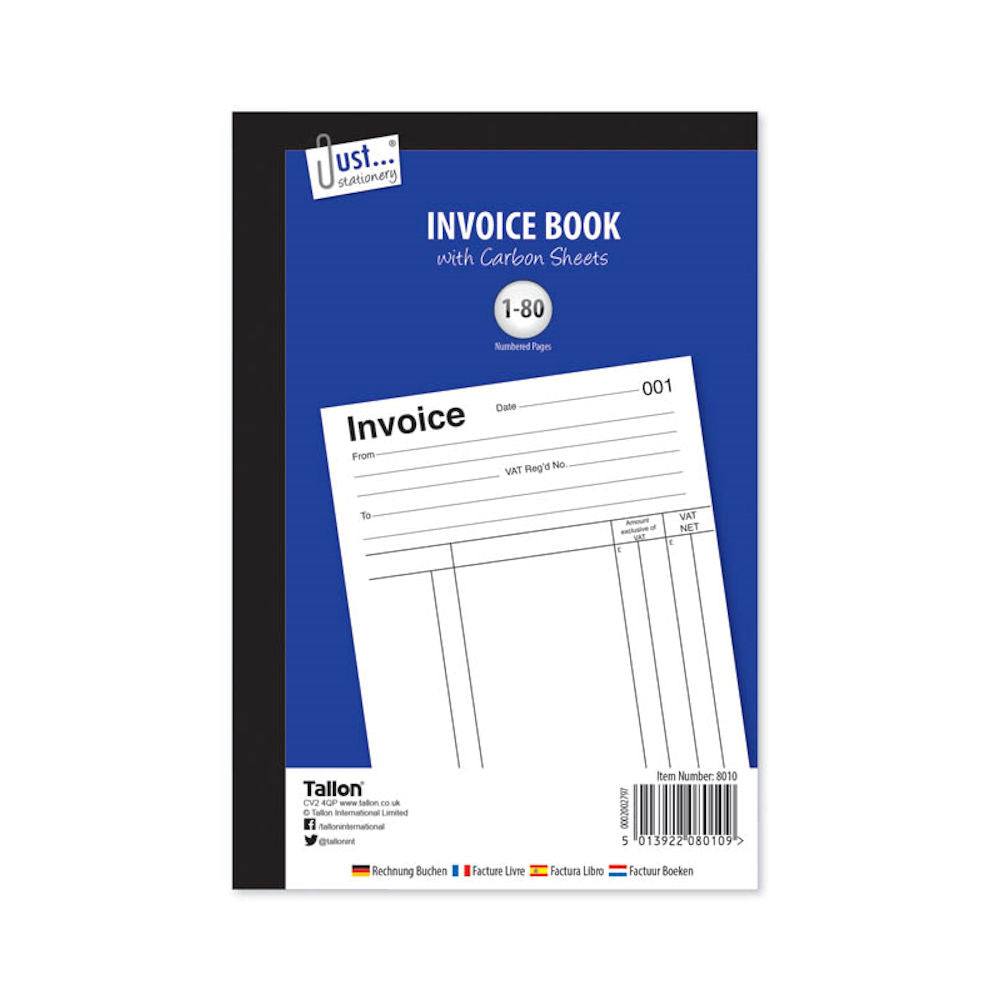 Invoice Book with Carbon Sheets - 1-80 Numbered Duplicate Business Forms