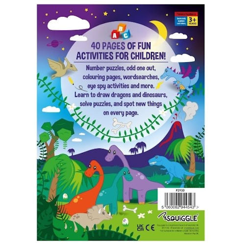 A4 My Wild Dragon Dinosaur Activity Book - 22 Pages Exciting Dinosaur Themed Activities Engaging Puzzles