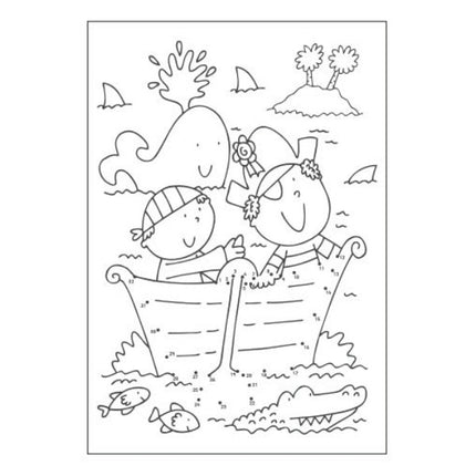 A4 Dinosaur Pirates Dot-to-Dot Colouring Book - Assorted