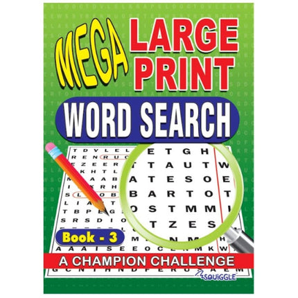 A4 Mega Large Print Word Search Book - Assorted