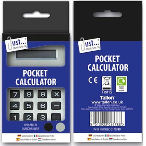 Pocket Calculator - Assorted Colours 8 Digit Display 11cm x 7cm Compact Portable Office School Supplies