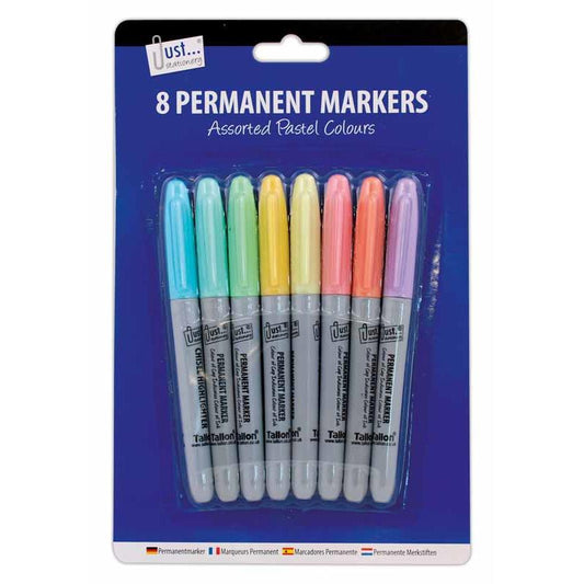 Pastel Coloured Permanent Markers - 8 Pack