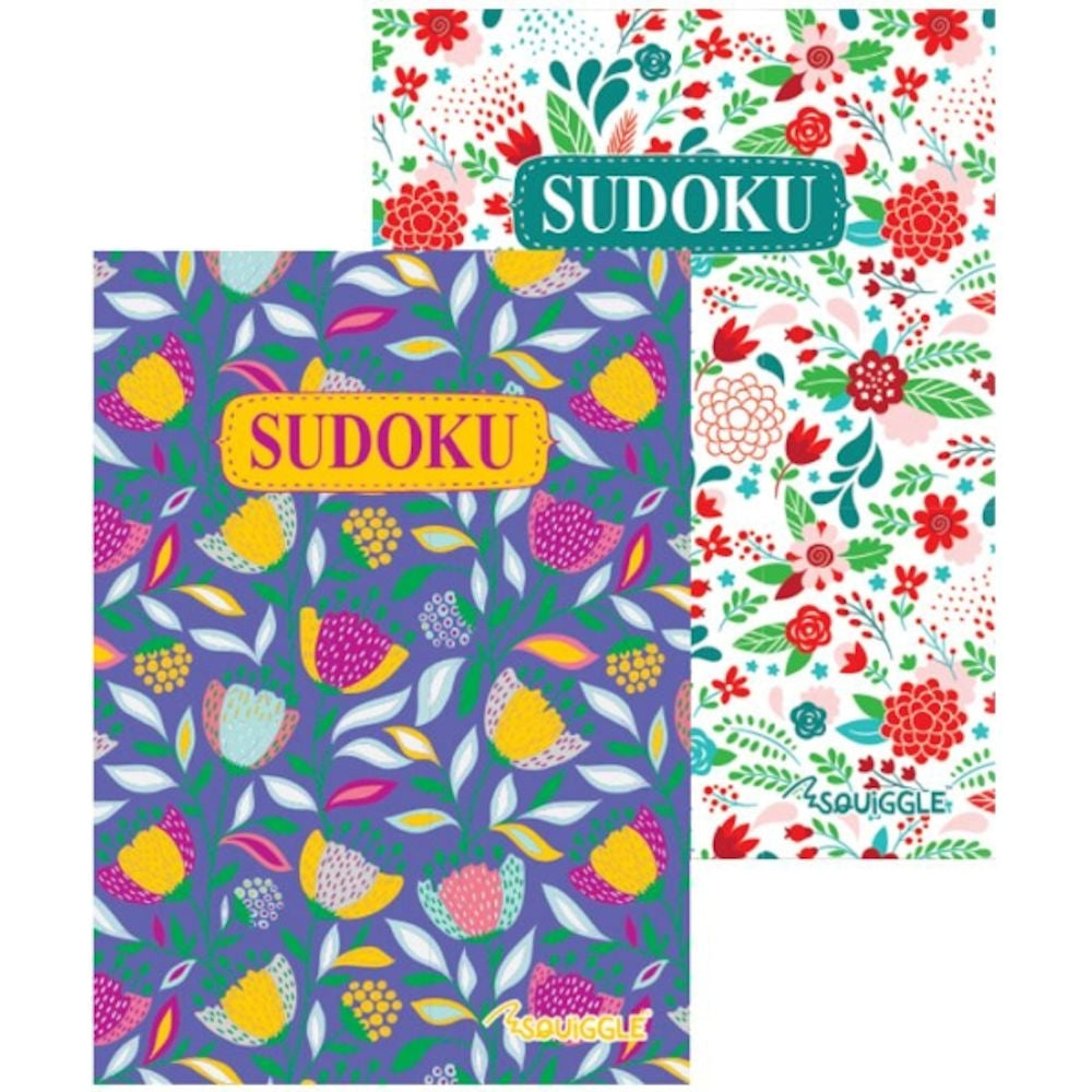 Pocket Sized Floral Sudoku Book - Assorted Compact Design Challenging Puzzles Floral Brain Teasers