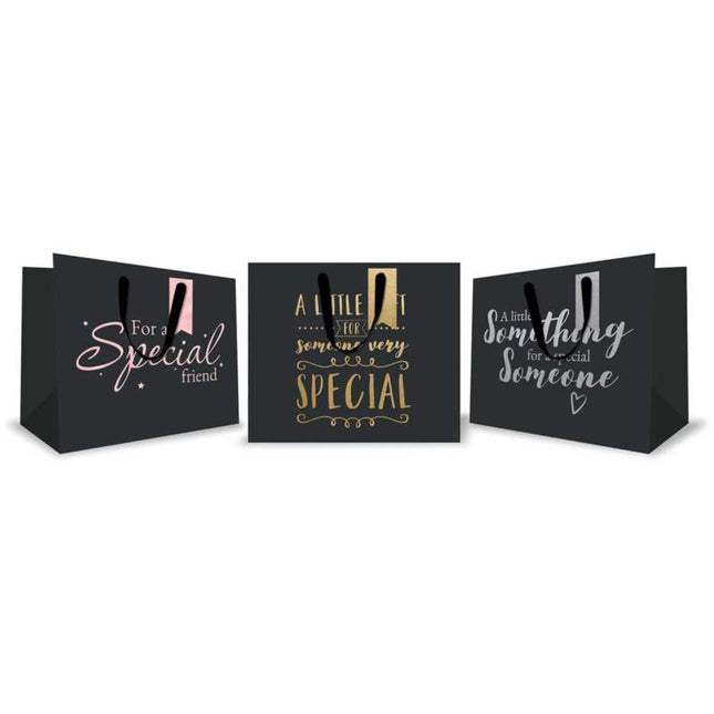 Small Luxury Black Foil Gift Bag - Assorted 10cm x 13cm