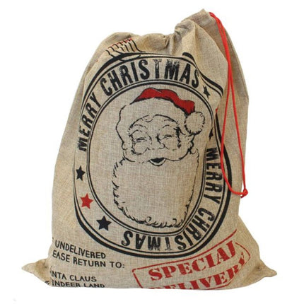 Christmas Hessian Style Santa Sack
