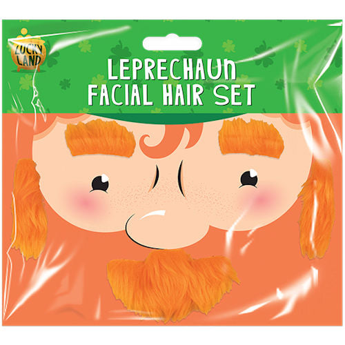 St. Patrick's Day Leprechaun Facial Hair Set - Festive Holiday Costume Accessory Beard Moustache Wig