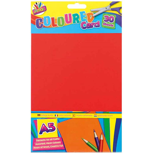A5 Coloured Card - 30 Sheets