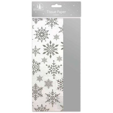 Christmas Silver Snowflakes Tissue Paper - 8 Sheets