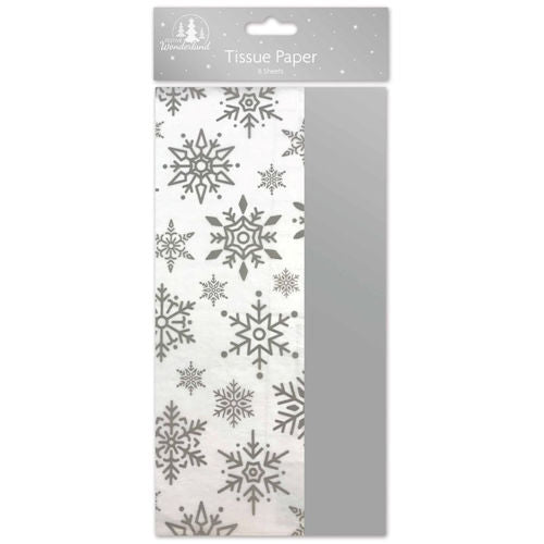 Silver Snowflakes Tissue Paper - 8 Sheets