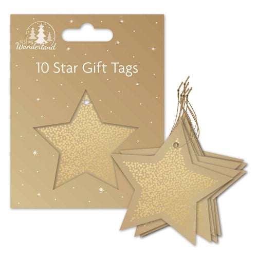Christmas Gift Tags Gold Star - 10 Pack