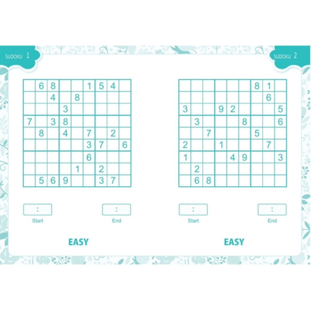 Pocket Sized Floral Sudoku Book - Assorted Compact Design Challenging Puzzles Floral Brain Teasers