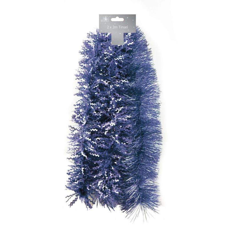 Luxury Tinsel 2 Pack Shiny & Matt - Navy Festive Holiday Decoration Christmas Tree Decor Assorted Textures