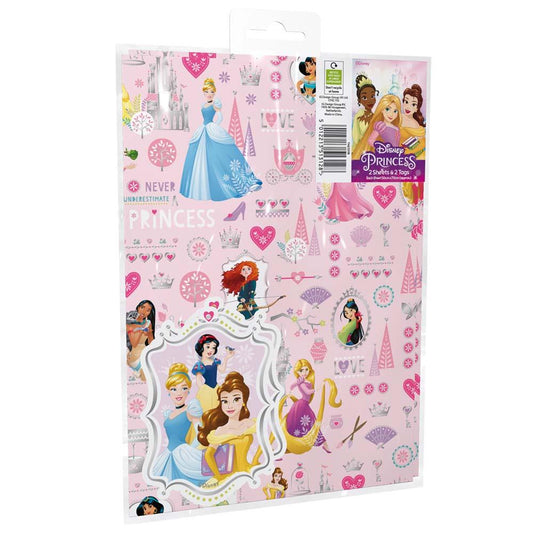 Princess Giftwrap Sheets - 2 Sheets
