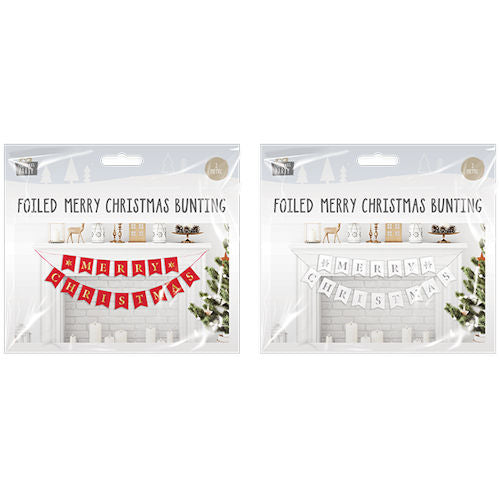 Foiled Merry Christmas Bunting - Assorted