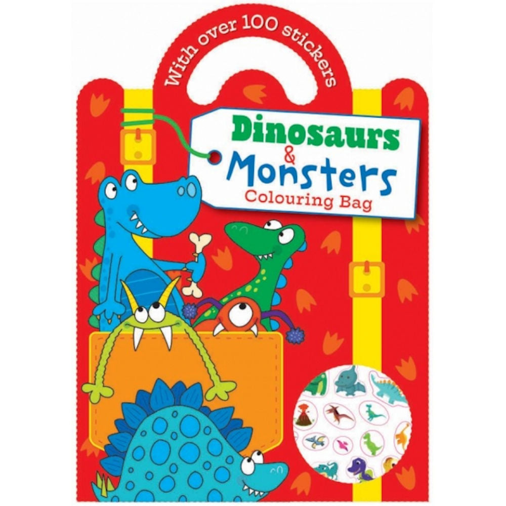 Dinosaurs Monsters Colouring Sticker Bag Book - Engaging Colouring Sticker Activities Convenient Bag