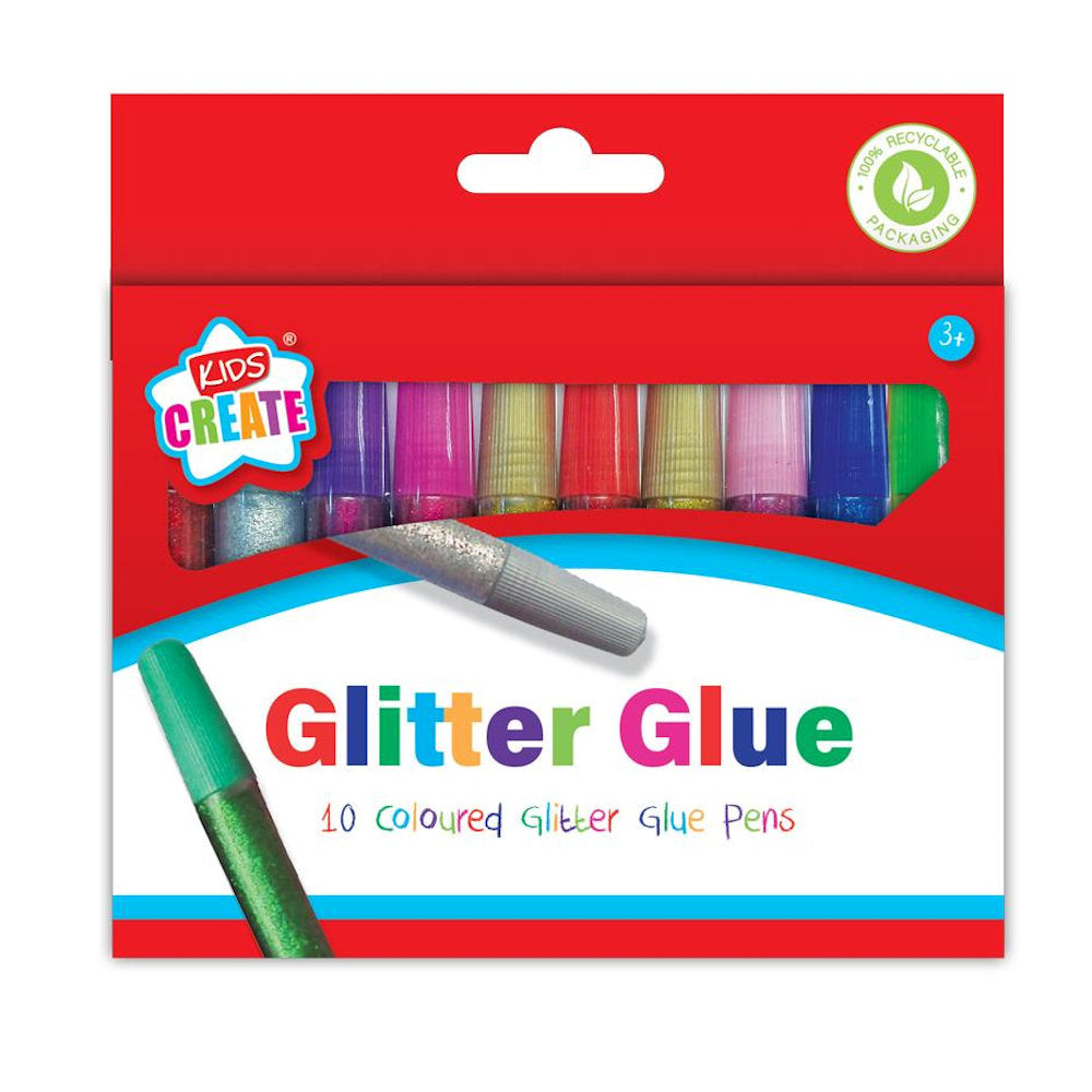 Coloured Glitter Glue Pens - 10 Pack