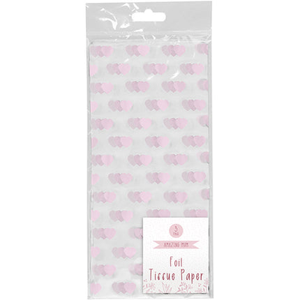 Foil Heart Tissue Paper - 3 Sheets