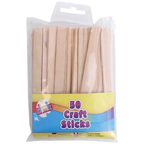 Plain Craft Sticks - 50 Pack Craft Supplies Kids DIY Art Kit