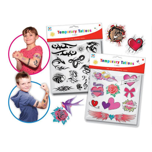 Temporary Tattoo Stickers - Girls Assorted Designs Safe Kids Playtime Parties