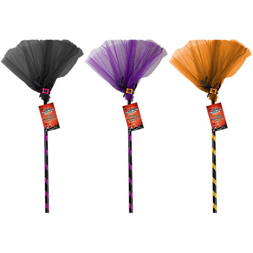 Halloween Witches Broomstick with Netting - Assorted
