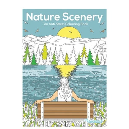 A4 Nature Scenery Amazing City Colouring Book - Assorted Stunning Landscapes Natural Scenes High Quality Relaxing Art Therapy