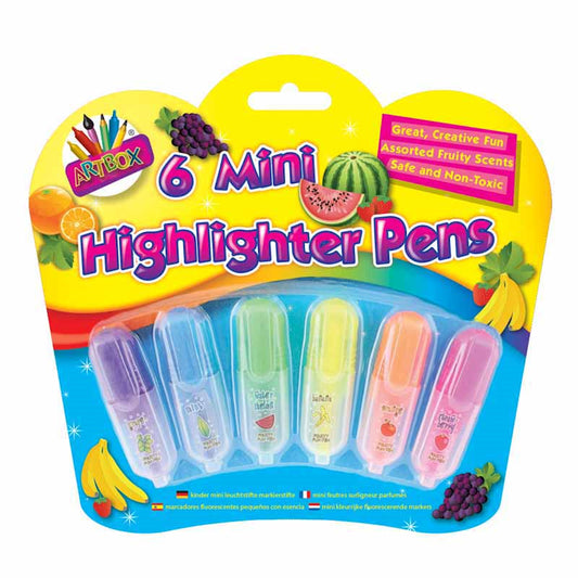 Multicoloured Scented Mini Highlighter Pens - 6 Pack