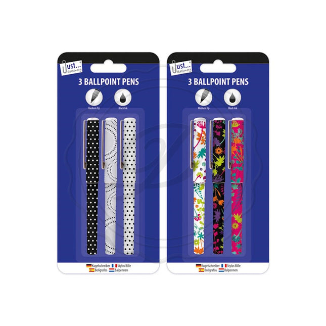 Designer Barrel Pens - 3 Pack