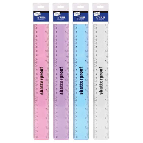 Shatterproof Ruler - Assorted 12"